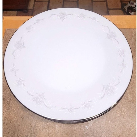 Noritake Other - Noritake Casablanca 6842 Fine China Dinner Plates Set of 3 Silver Rim Vintage